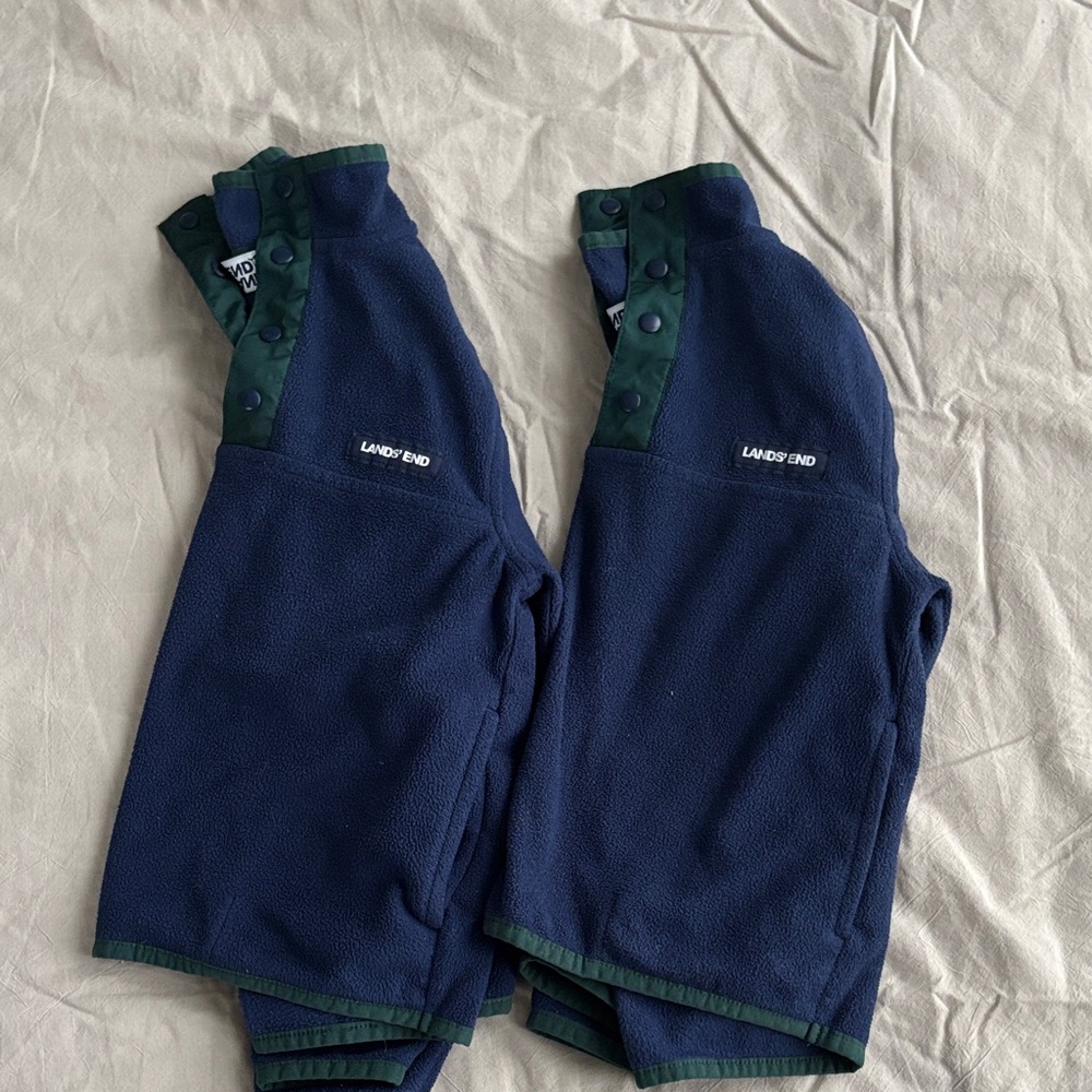Lands' End Navy Fleece Quarter Snap Sweatshirt